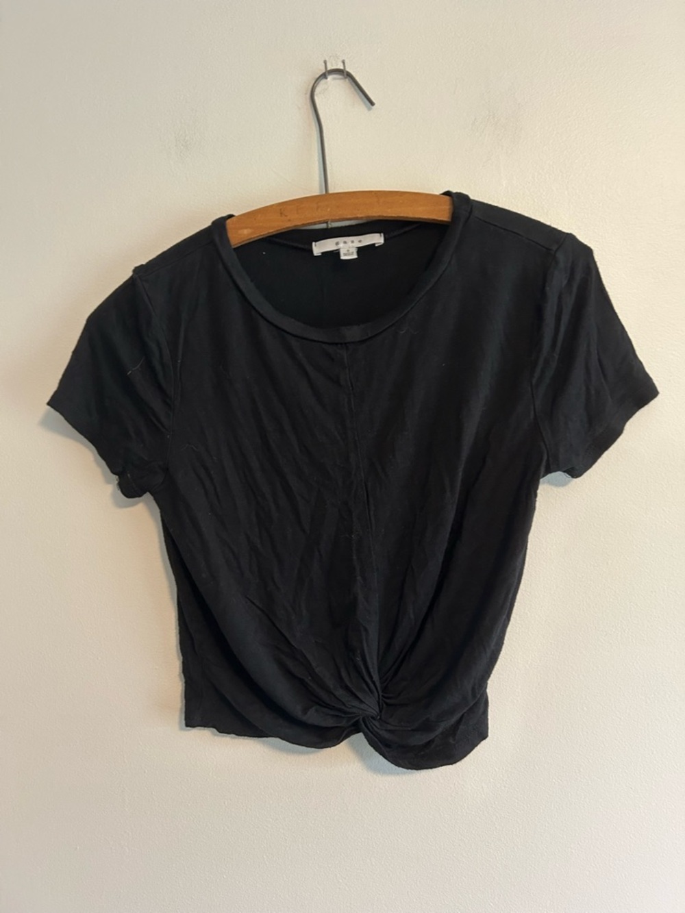 Gaze small Black Twist-Front Short Sleeve cropped Top